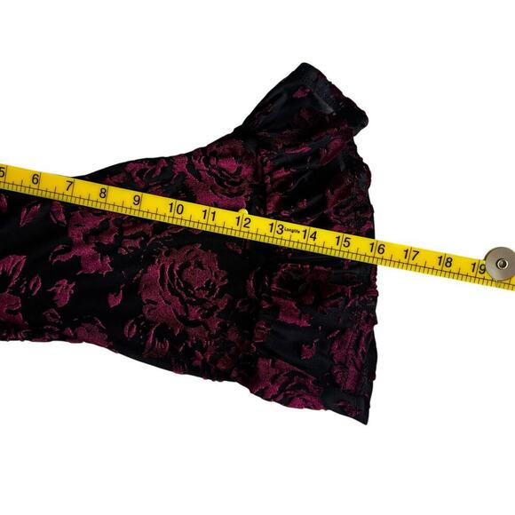 Modcloth Women's Very Visionary Mock Neck Burnout Velvet Dress Burgundy Medium - Picture 12 of 12